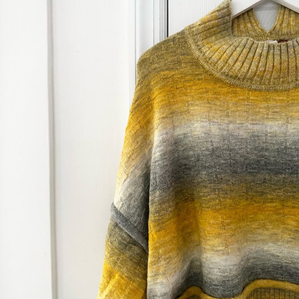 Pilcro Anthropologie Yellow Grey Ombre Striped Cropped Mock Neck Sweater XL - Picture 4 of 15